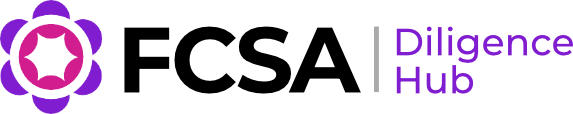 Diligence Hub logo with a purple circular flower-like icon on the left and the text 'Diligence Hub' on the right.
