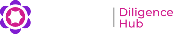 FCSA Diligence Hub logo with purple circular emblem and white text on a dark background